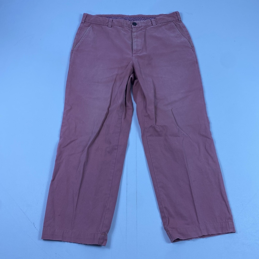 Brooks Brothers Clark Pants Mens 35x30 Red Flat Front Chino Casual Trousers